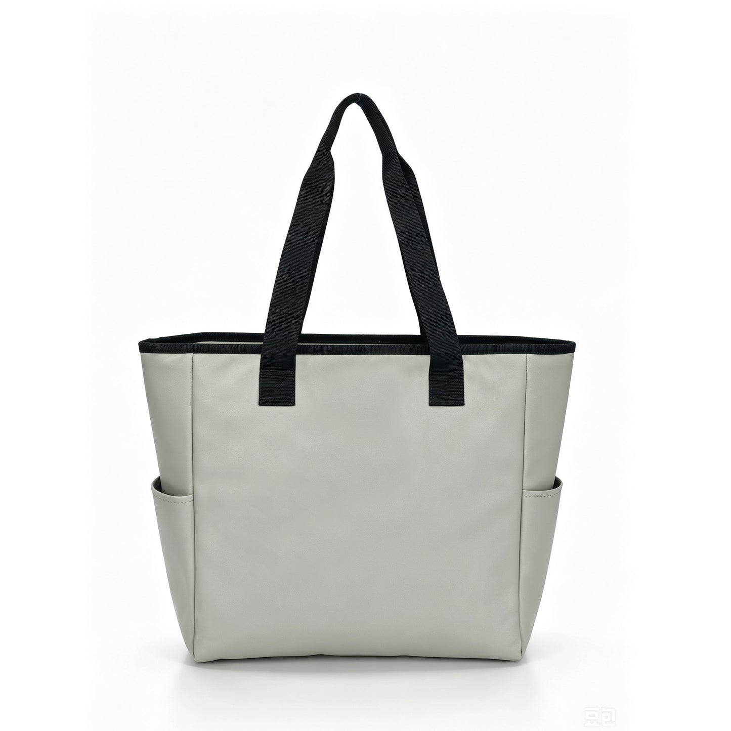 Insulated PU Leather Cooler Tote Bag with Front Zipper & Side Pockets