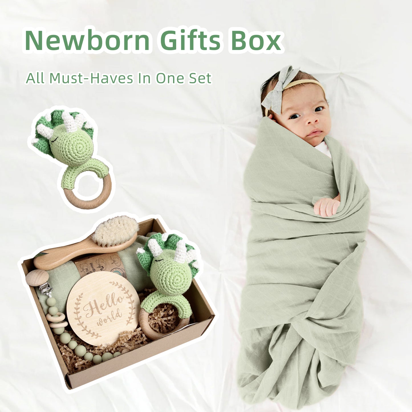 5 Piece Newborn Baby Gift Box Set-Dinosaur