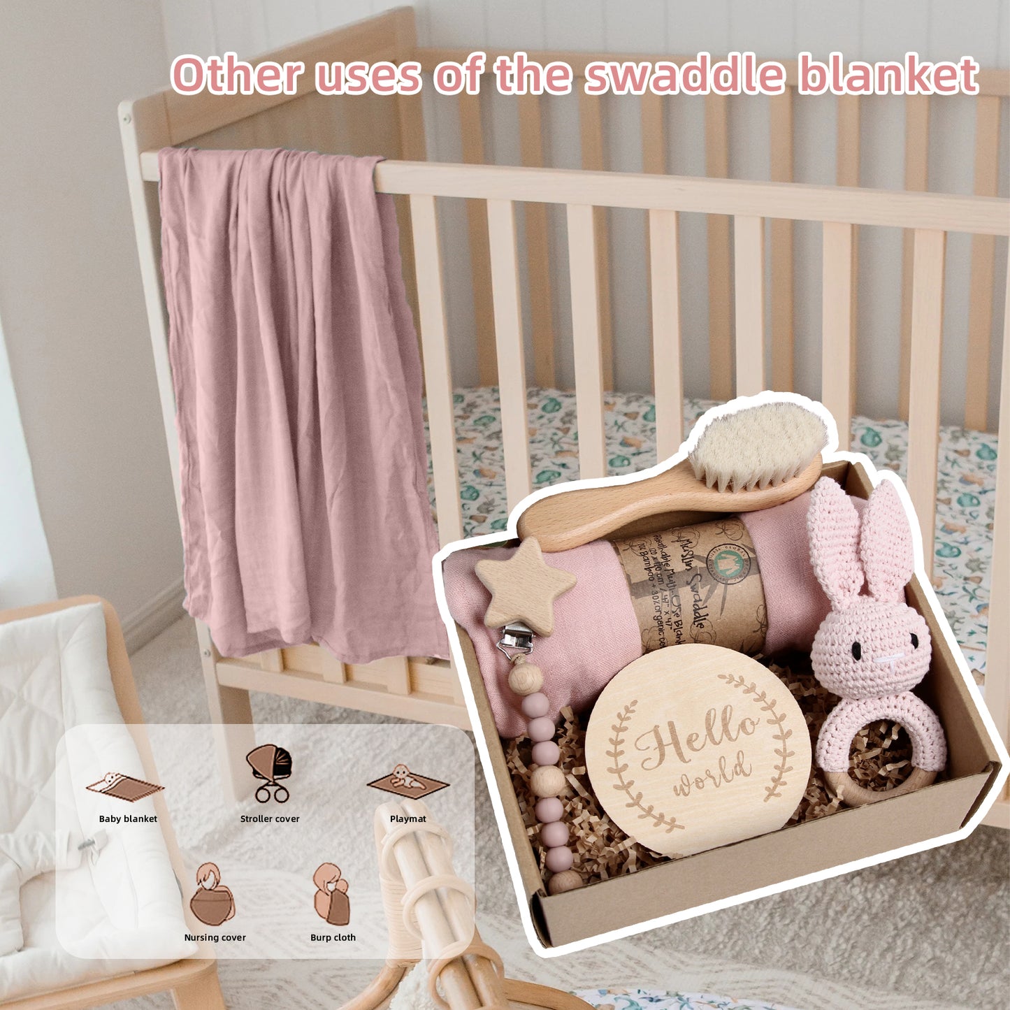5 Piece Newborn Baby Gift Box Set-Pink Bunny