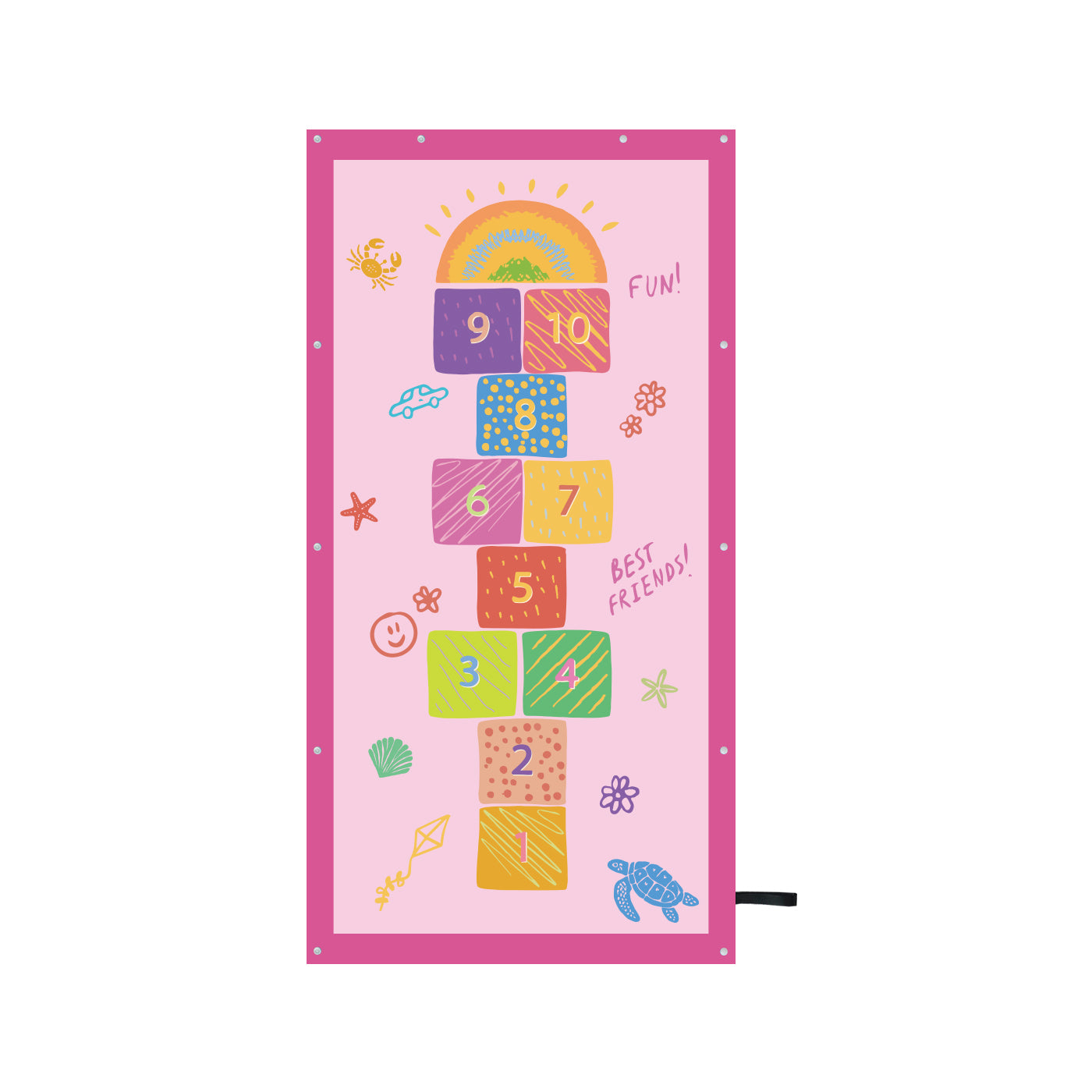Hopscotch Pattern Kids Beach Towel with Snaps – Wearable Travel Towel & Play Mat