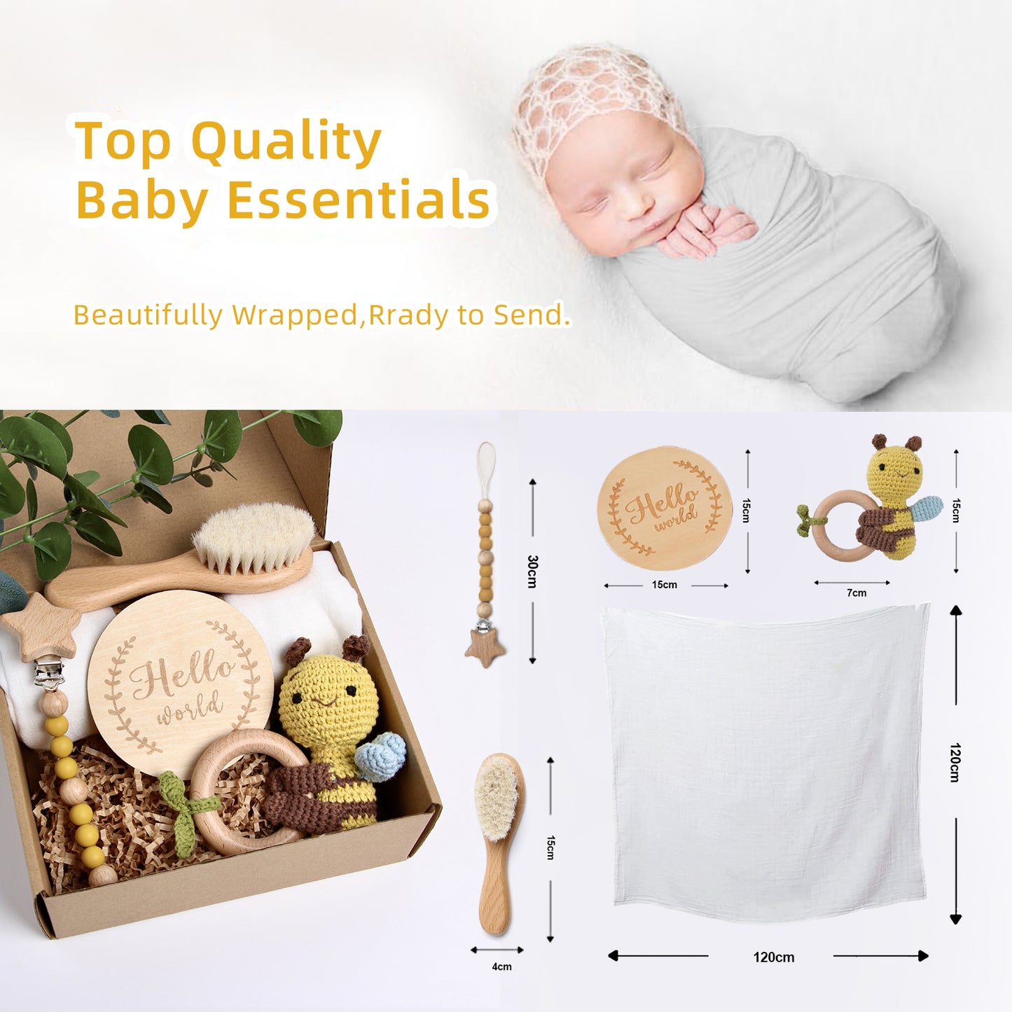 5 Piece Newborn Baby Gift Box Set-Bee