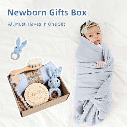 5 Piece Newborn Baby Gift Box Set-Blue Bunny