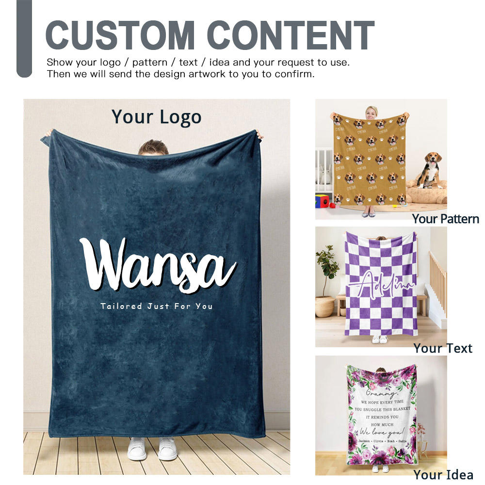 Custom Flannel Throw Blanket | Single-Side Digital Print & Logo