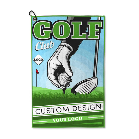 Custom Waffle Pattern Microfiber Golf Towel with Clip