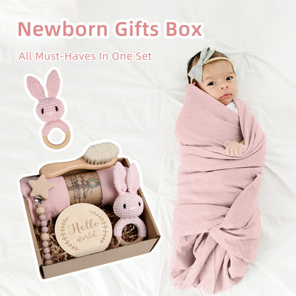 5 Piece Newborn Baby Gift Box Set-Pink Bunny