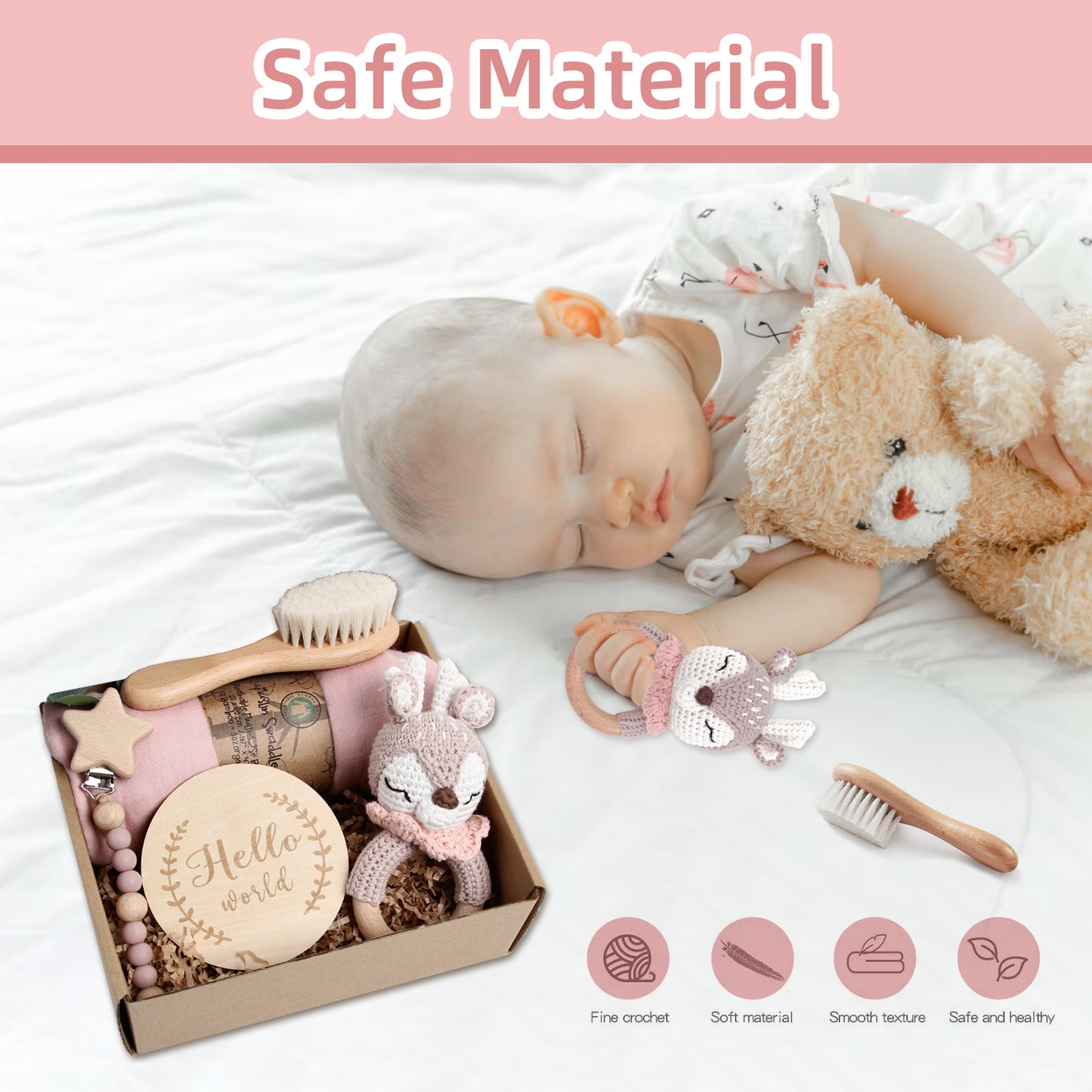 5 Piece Newborn Baby Gift Box Set-Pink Deer