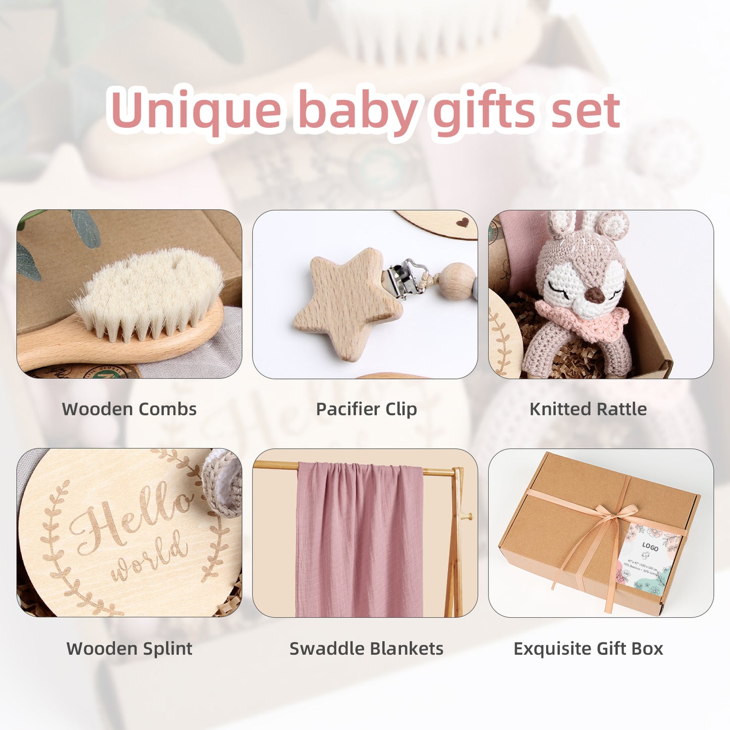 5 Piece Newborn Baby Gift Box Set-Pink Deer