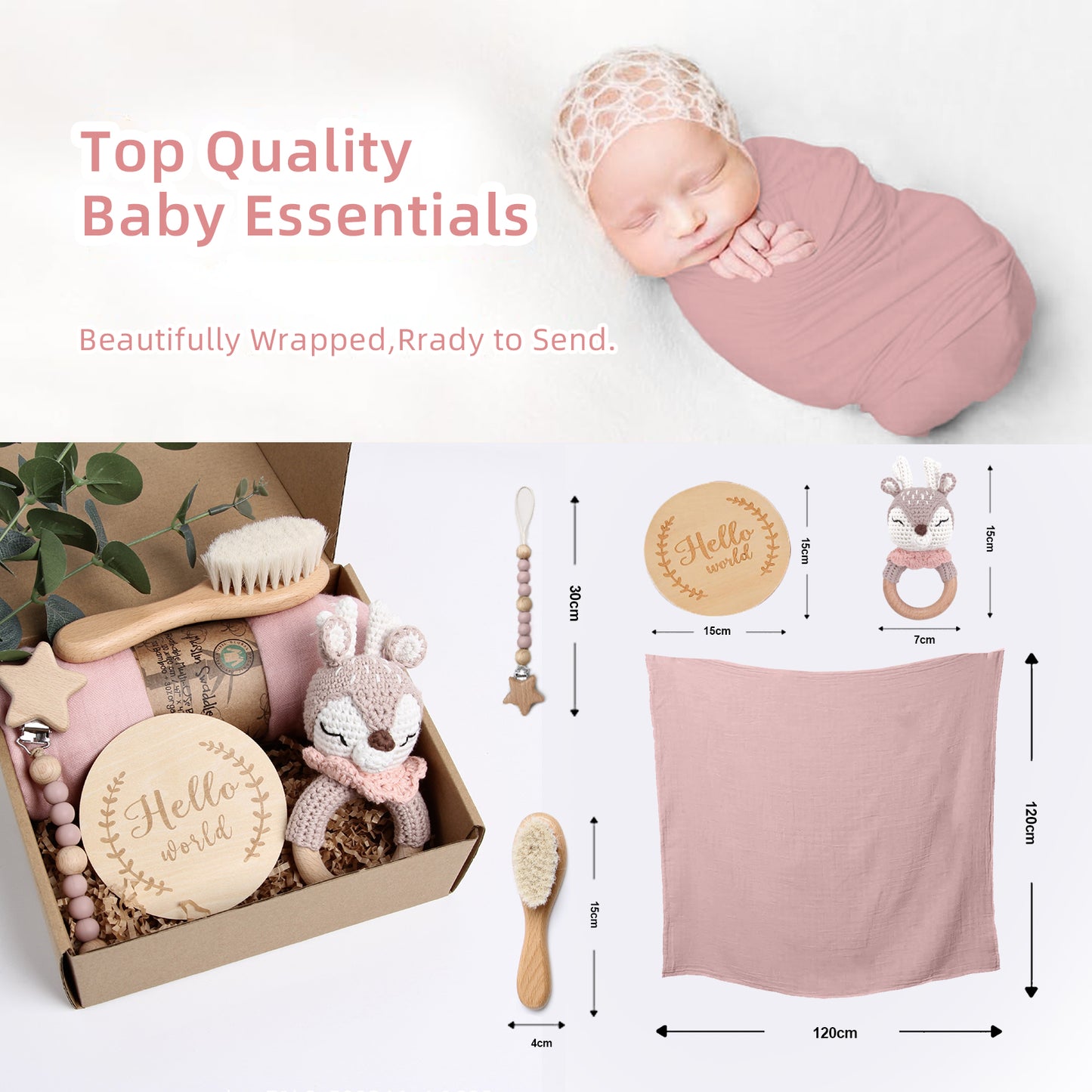 5 Piece Newborn Baby Gift Box Set-Pink Deer