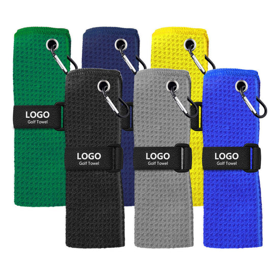 Waffle Weave Microfiber Golf Towel with Carabiner Clip