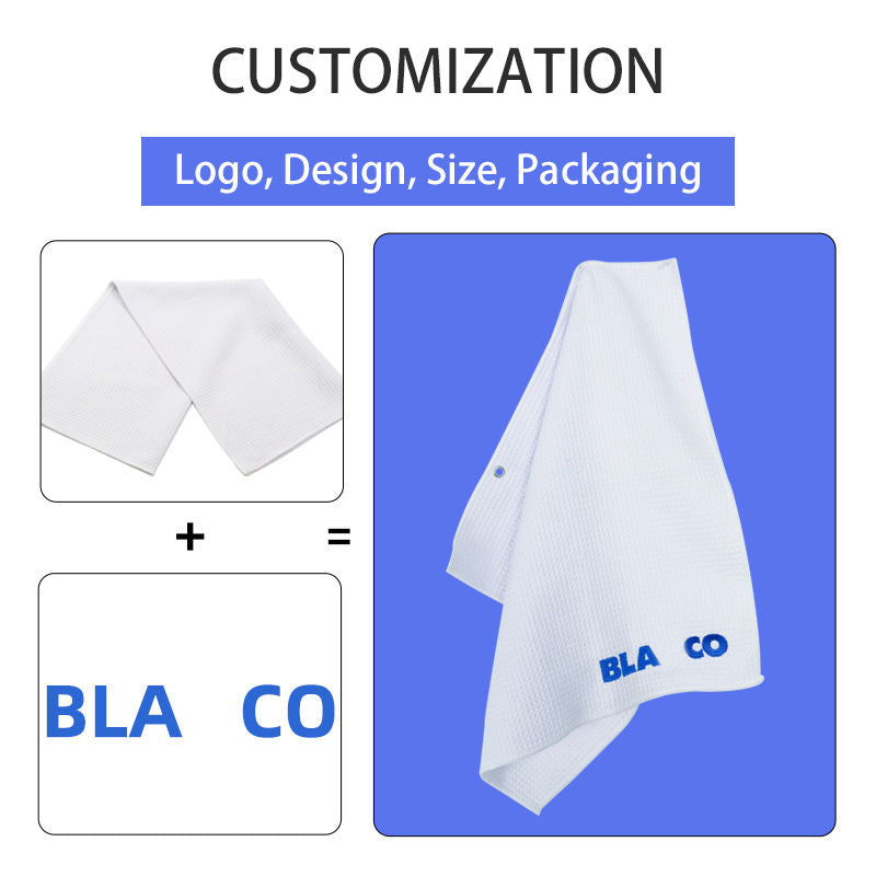 Waffle Weave Microfiber Golf Towel with Carabiner Clip