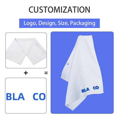 Waffle Weave Microfiber Golf Towel with Carabiner Clip