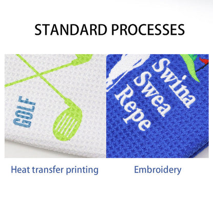 Waffle Weave Microfiber Golf Towel with Carabiner Clip