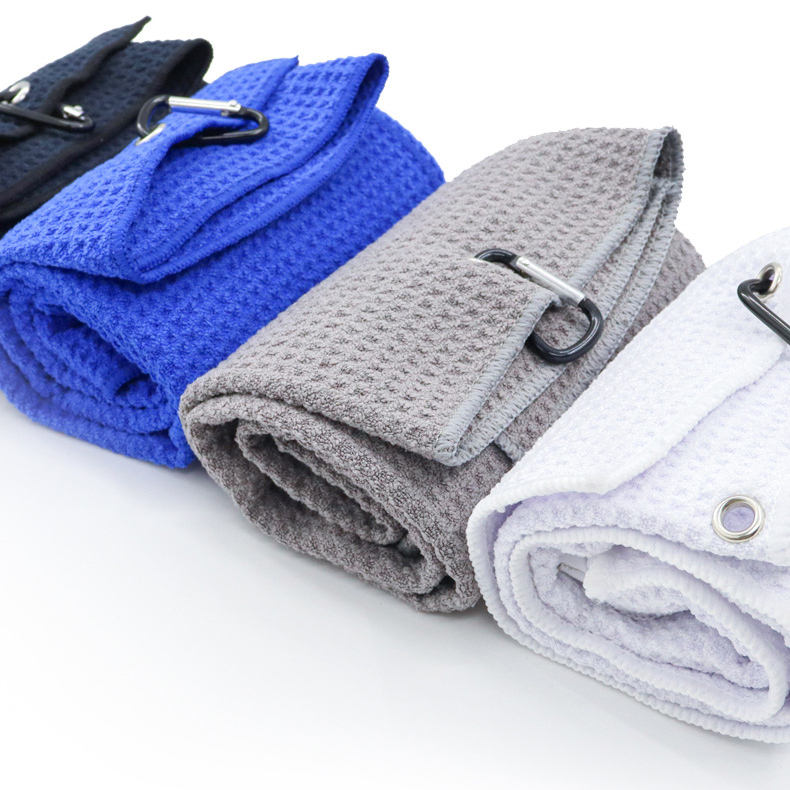 Waffle Weave Microfiber Golf Towel with Carabiner Clip