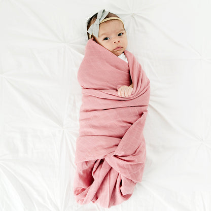 Bamboo Cotton Muslin Swaddle Blanket-Pink