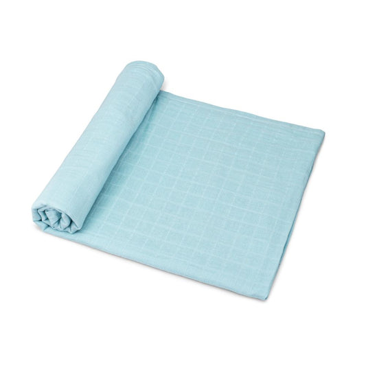 Bamboo Cotton Muslin Swaddle Blanket-Sea Blue