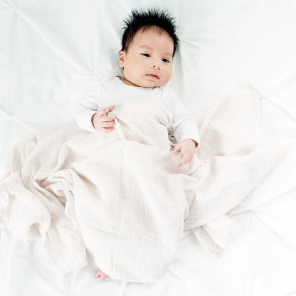 Bamboo Cotton Muslin Swaddle Blanket-White