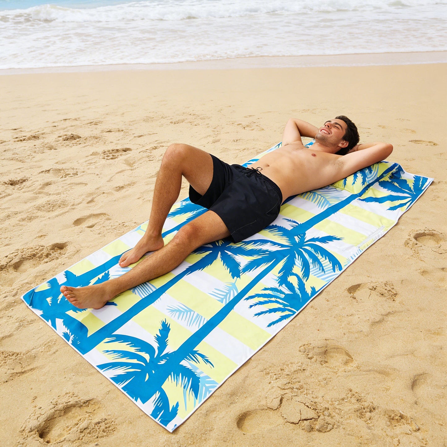 Sand Free Beach Towel with Magnetic Corners & Pillow Pocket