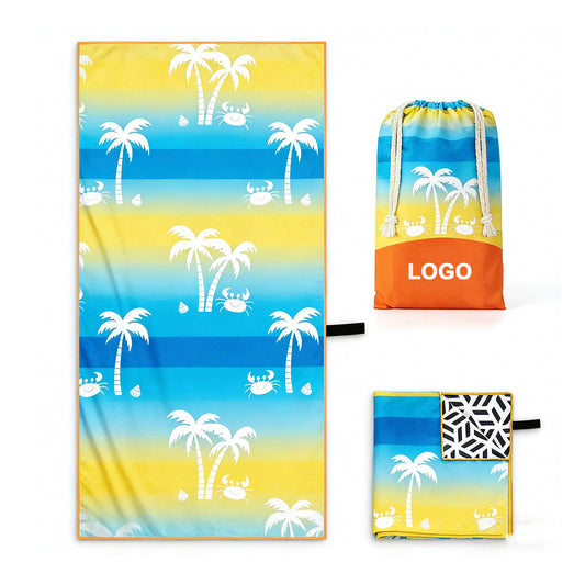 Double-Sided Printed Beach Towel with Drawstring Bag | Quick Dry