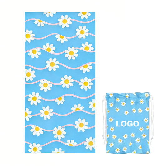 Beach Towel with Drawstring Storage Bag | Quick Dry Sand Free